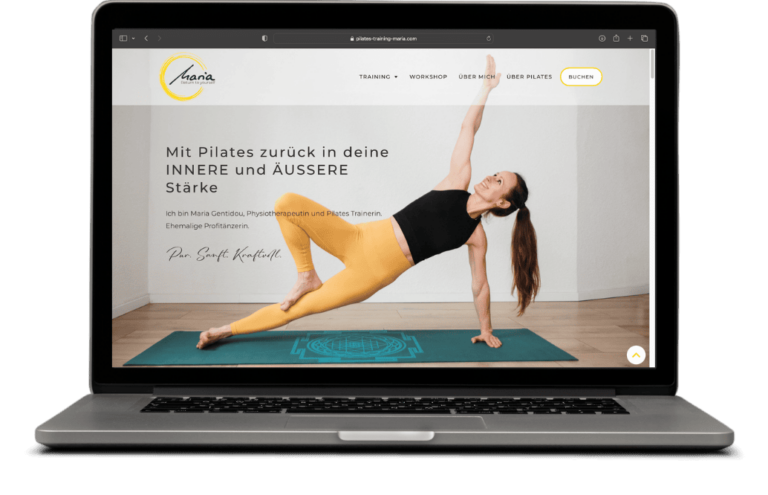 Laptop-Mockup der Kunden-Website von Pilates-Trainerin Maria